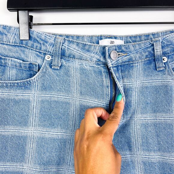 BP Nordstrom Womens 30 Cotton High Rise Straight Leg Jeans Blue Checks - Picture 3 of 10